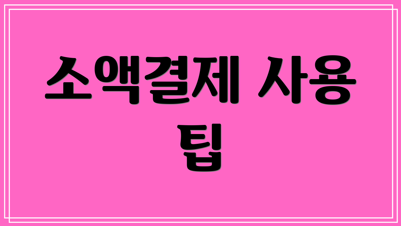 소액결제 사용 팁