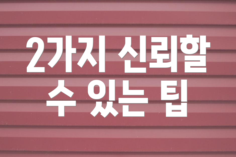 2가지 신뢰할 수 있는 팁