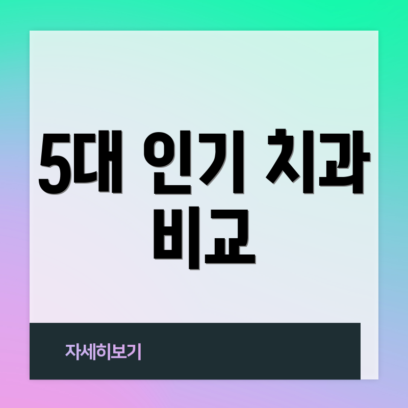 5대 인기 치과 비교