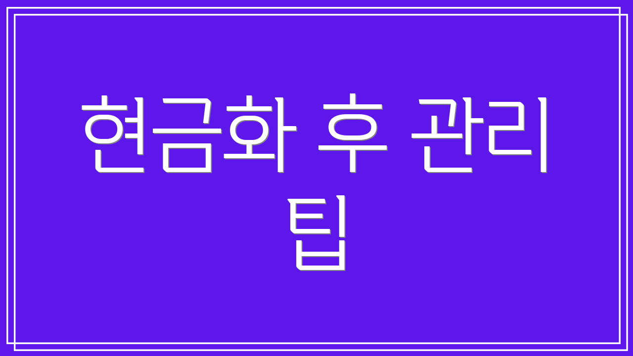 현금화 후 관리 팁