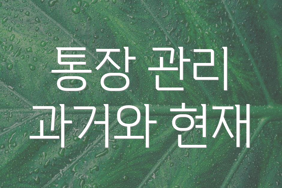 통장 관리 과거와 현재