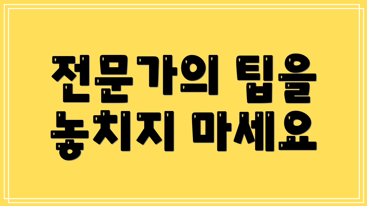 전문가의 팁을 놓치지 마세요