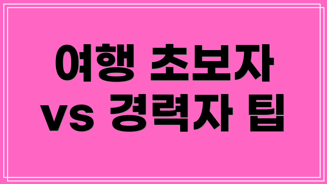 여행 초보자 vs 경력자 팁