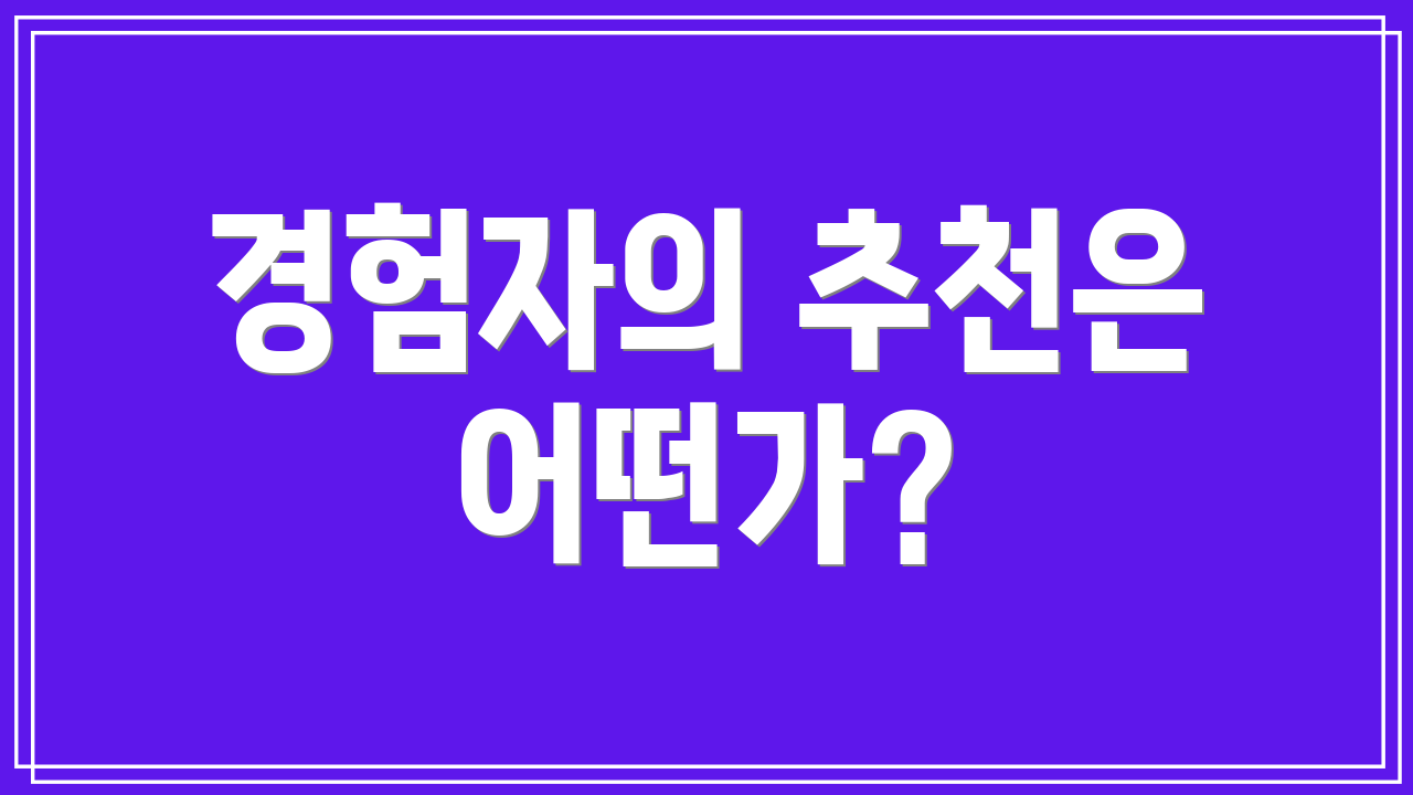 경험자의 추천은 어떤가?