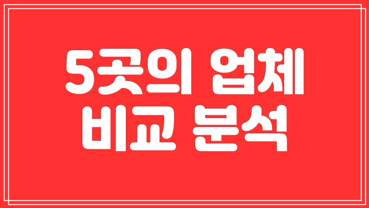 5곳의 업체 비교 분석