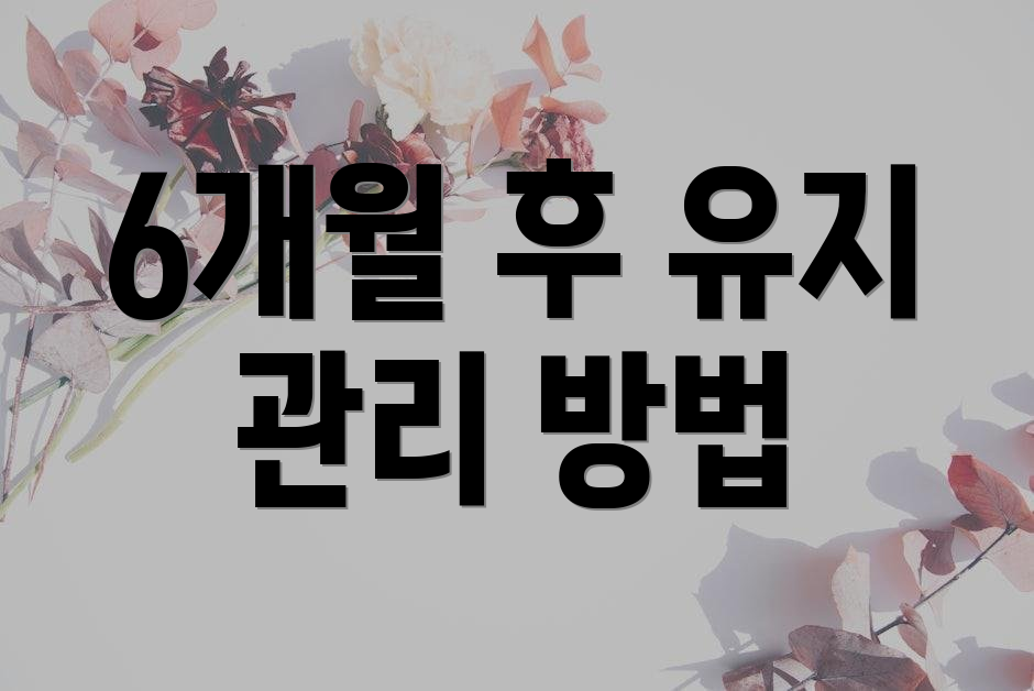 6개월 후 유지 관리 방법