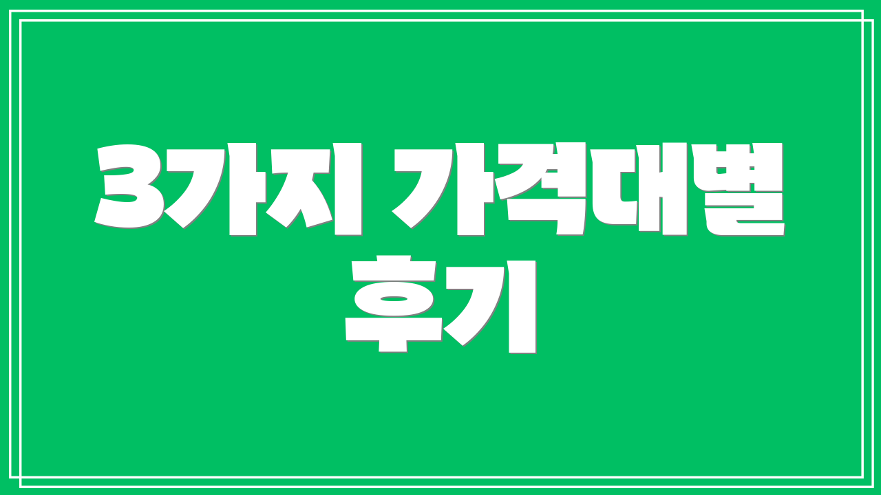3가지 가격대별 후기