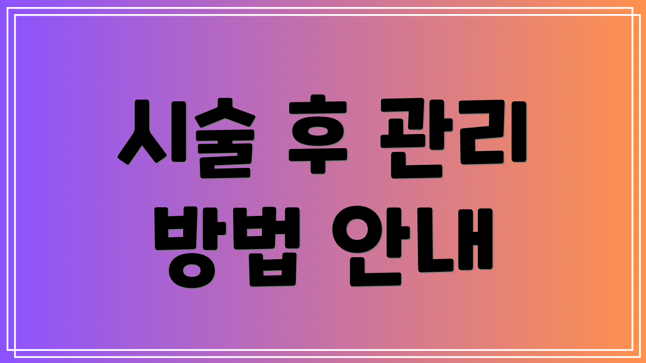 시술 후 관리 방법 안내