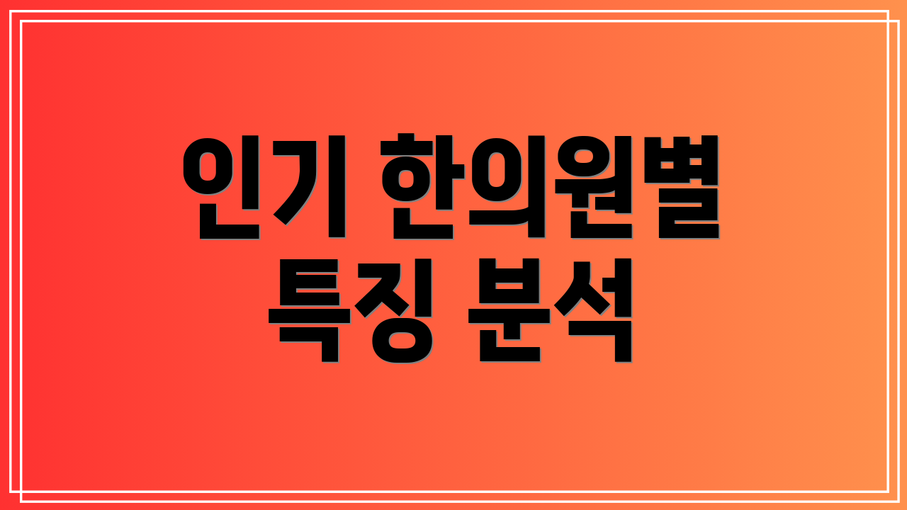 인기 한의원별 특징 분석