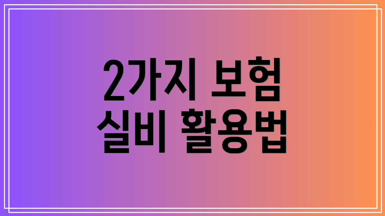 2가지 보험 실비 활용법