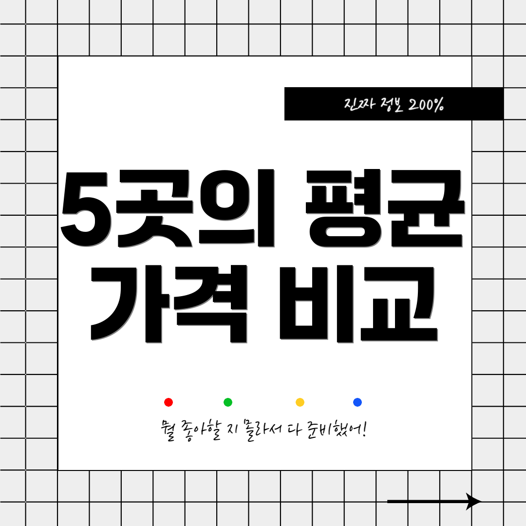5곳의 평균 가격 비교