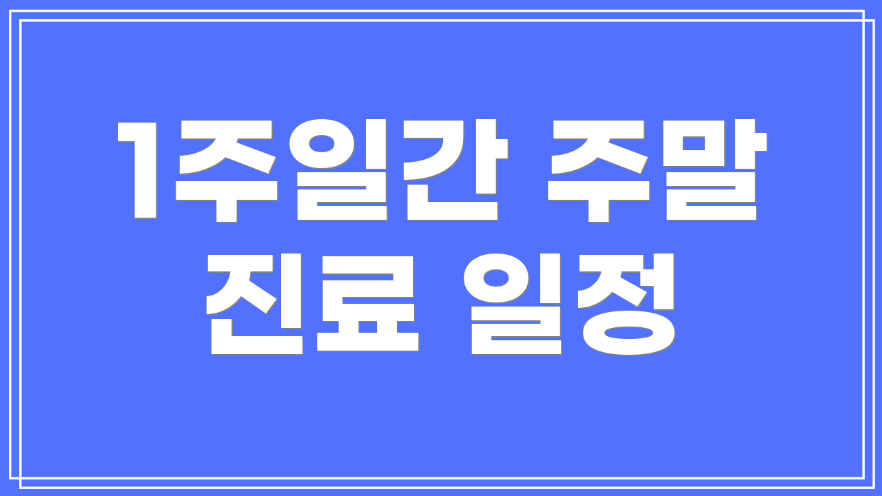 1주일간 주말 진료 일정