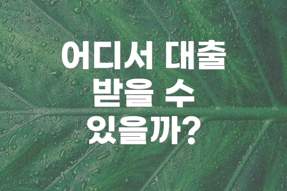 어디서 대출 받을 수 있을까?