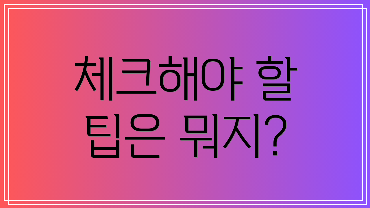 체크해야 할 팁은 뭐지?