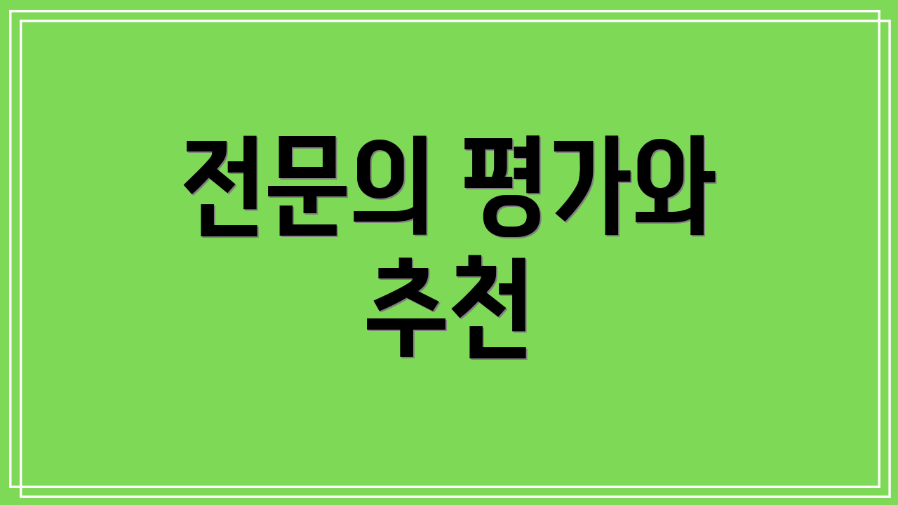 전문의 평가와 추천