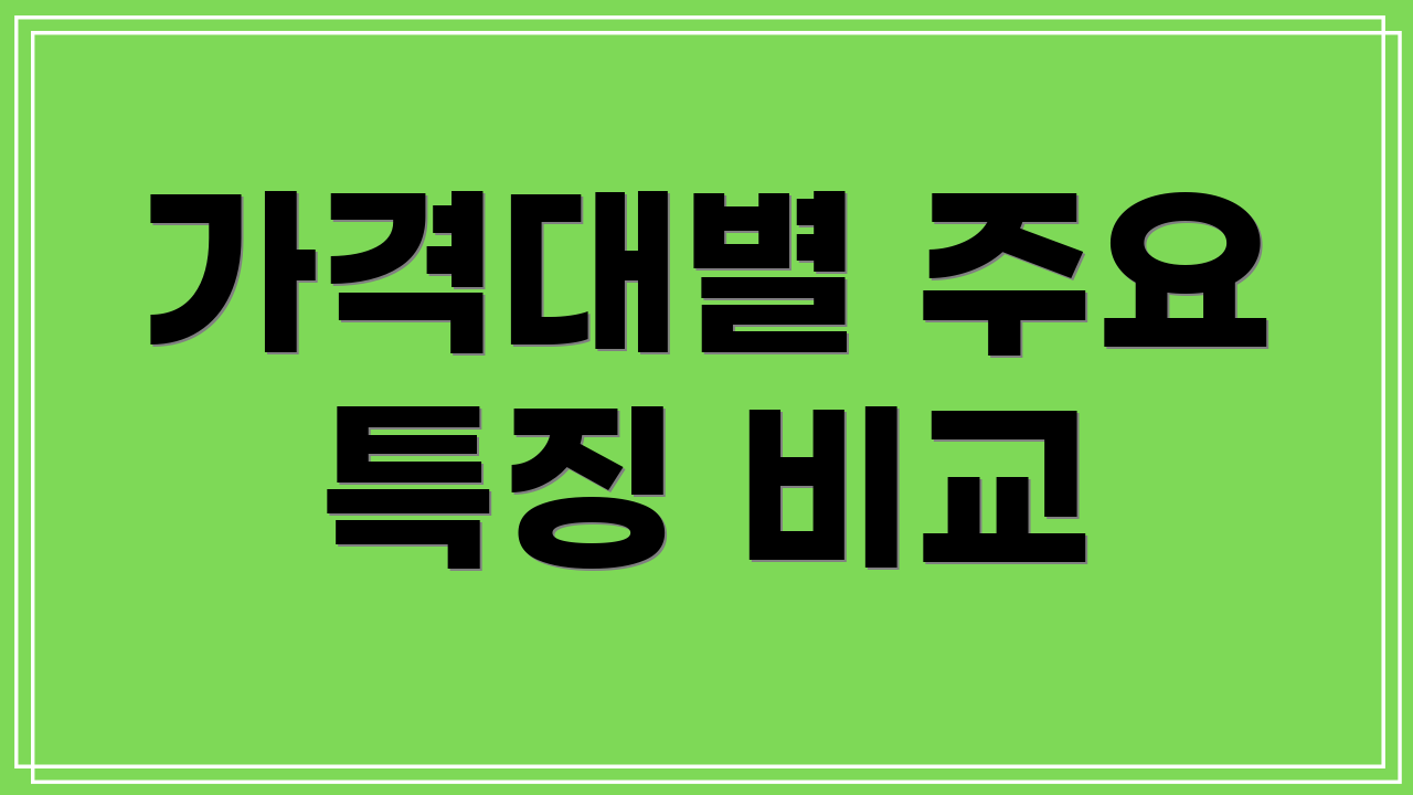 가격대별 주요 특징 비교