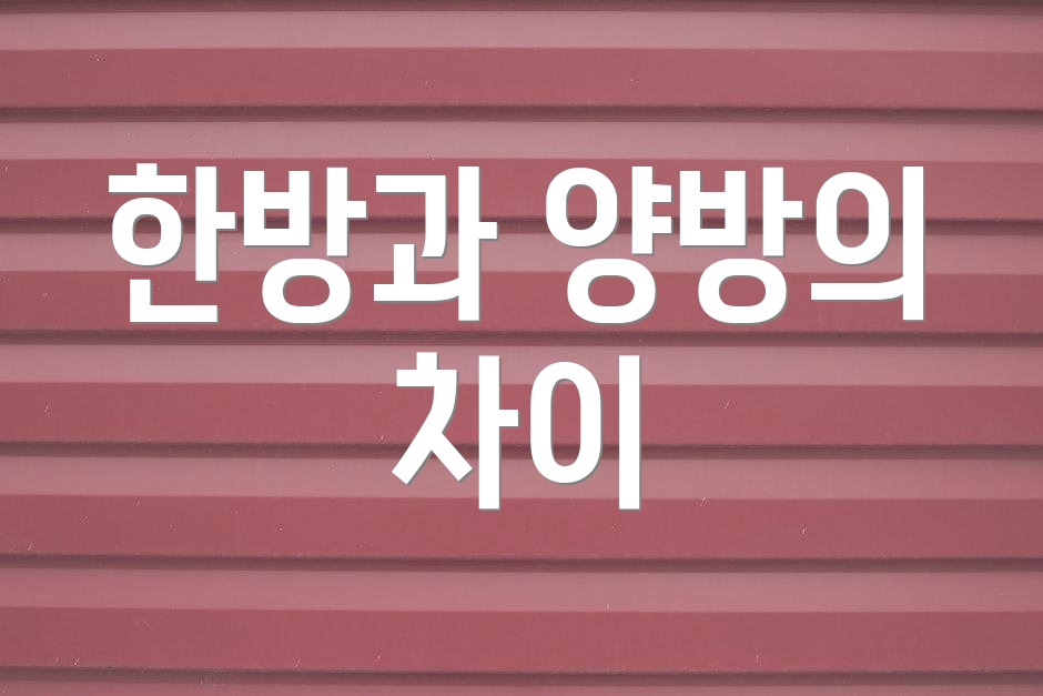 한방과 양방의 차이