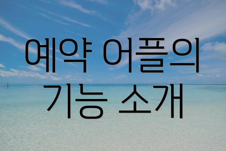 예약 어플의 기능 소개