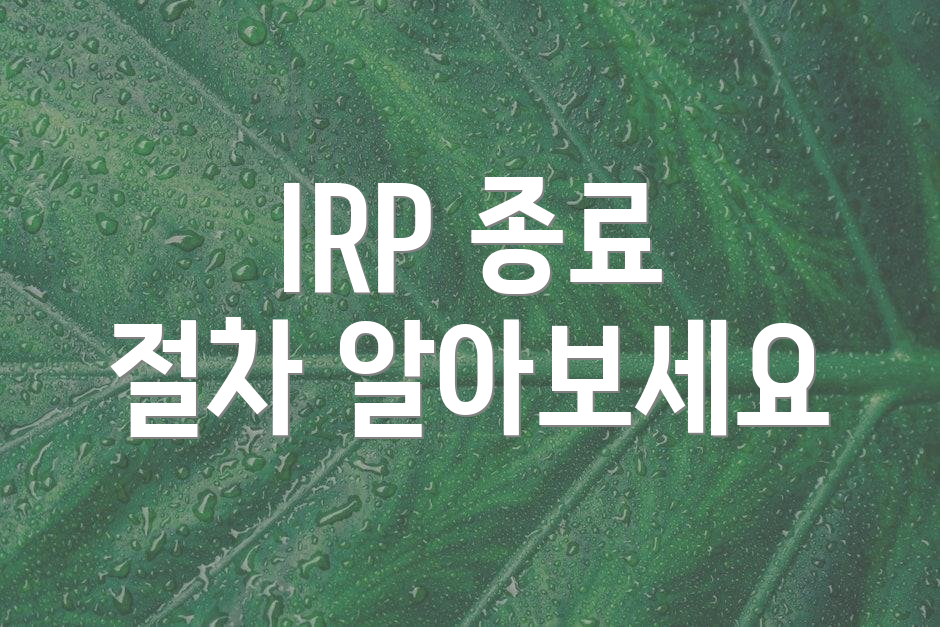 IRP 종료 절차 알아보세요