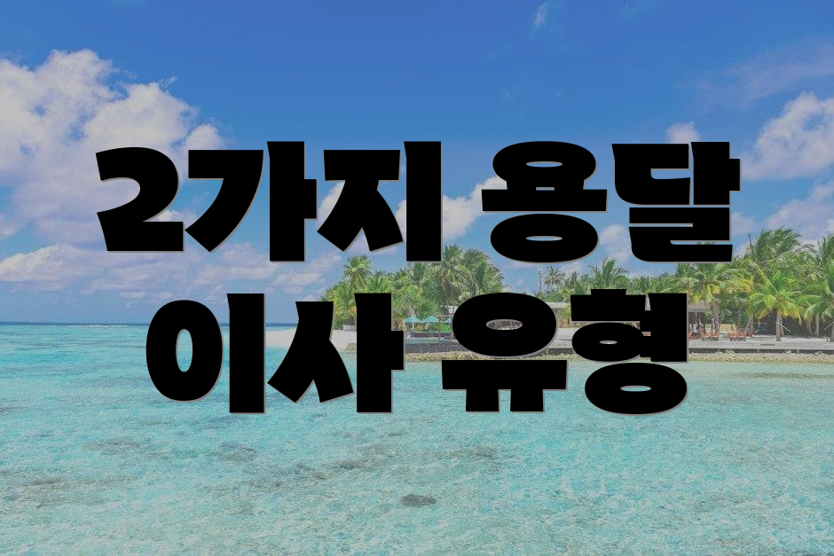 2가지 용달 이사 유형