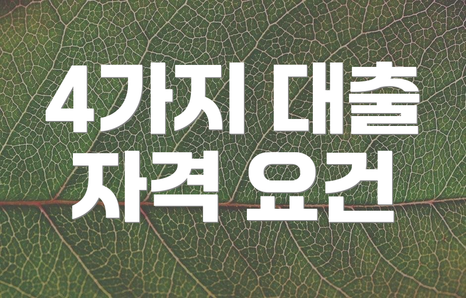 4가지 대출 자격 요건