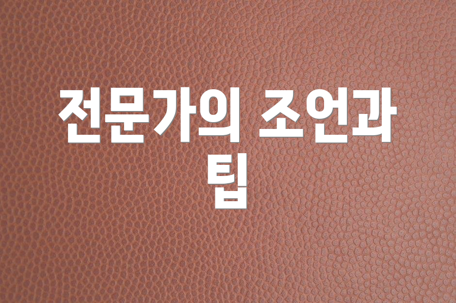 전문가의 조언과 팁