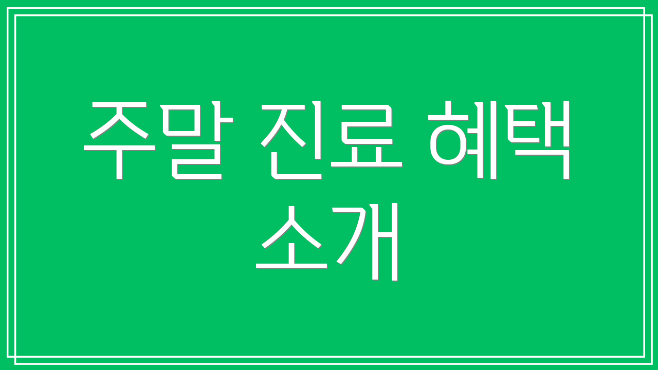 주말 진료 혜택 소개
