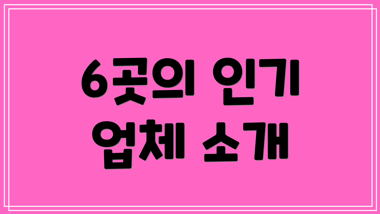 6곳의 인기 업체 소개
