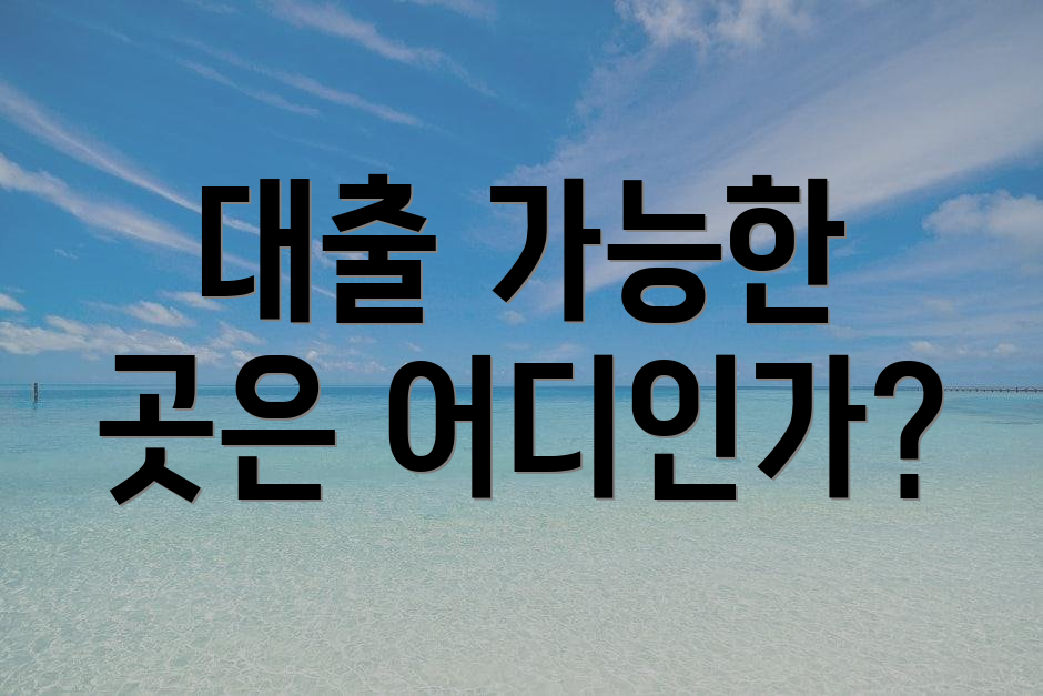 대출 가능한 곳은 어디인가?