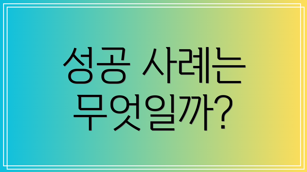 성공 사례는 무엇일까?
