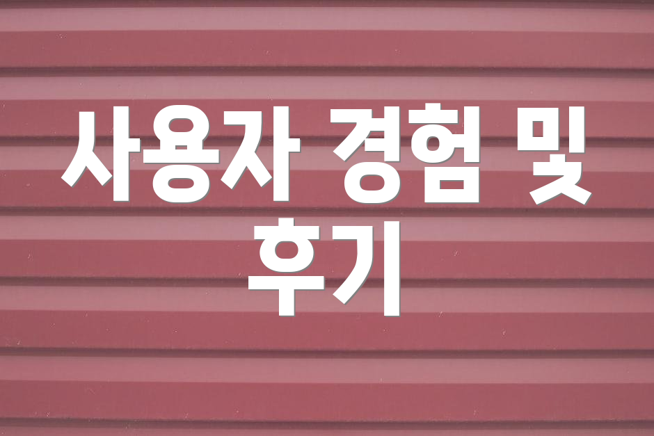 사용자 경험 및 후기