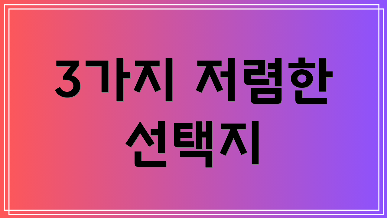 3가지 저렴한 선택지