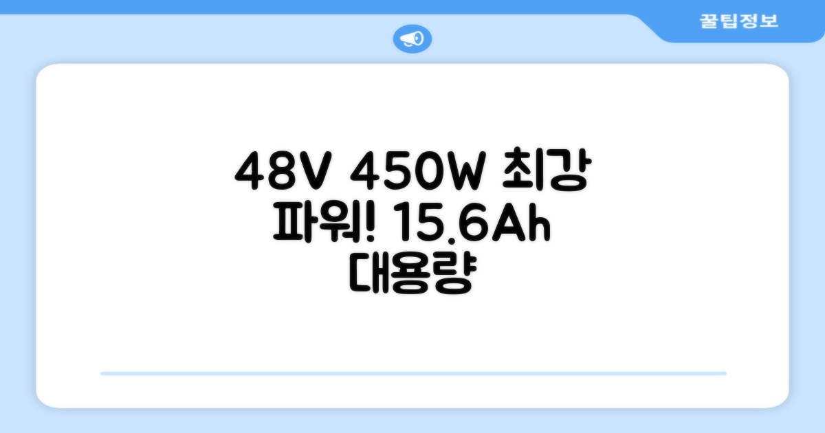 48V 450W 파워, 15.6Ah 대용량