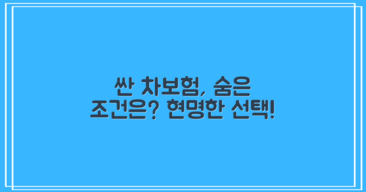 가장 싼 자동차 보험, 숨겨진 조건은? 꼼꼼하게 비교하고 현명하게 선택하기