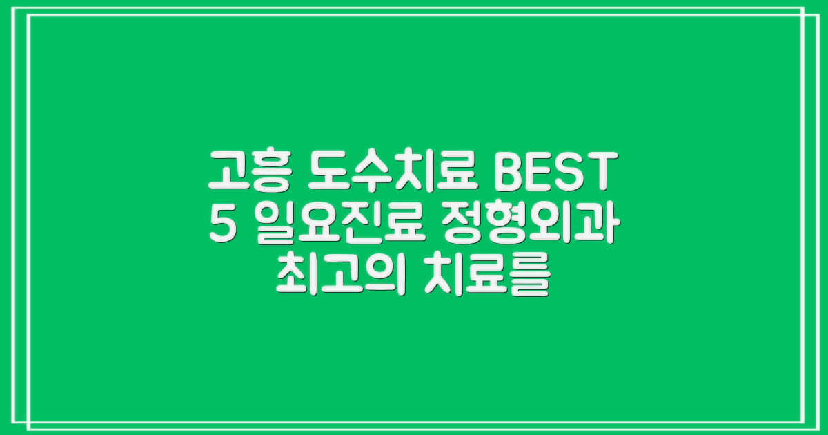 고흥 도수치료 BEST 5: 일요진료 정형외과